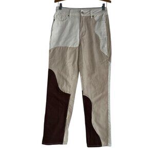 Pacsun Eco Tan Brown Paneled High rise Mom Jeans Ginger Panel Color Block Sz 26